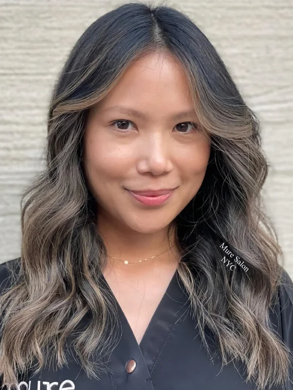Golden balayage finish